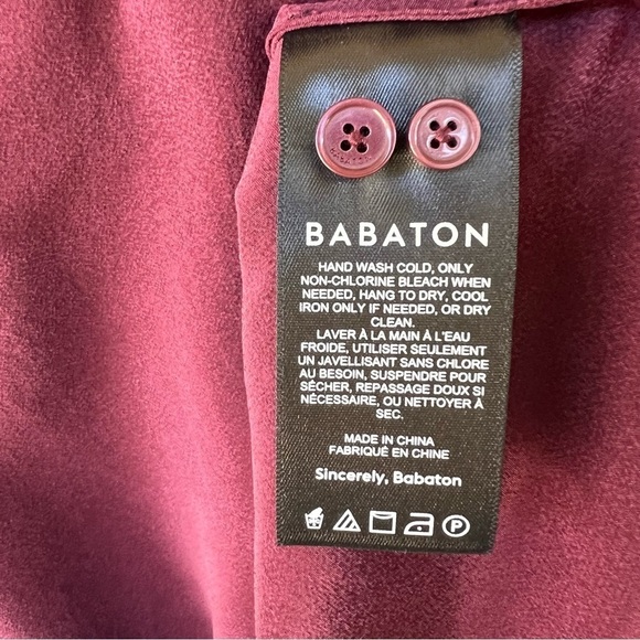 ARITZIA BABATON RICH MAROON REIHANA SILK LONG SLEEVE TOP SIZE MEDIUM NWT - Picture 7 of 9